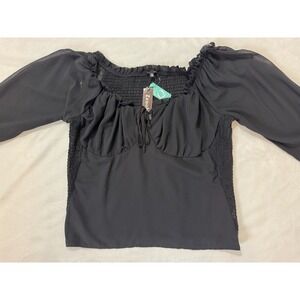 Black Zenobia  Women's  Romantic Puffy Long Sleeves Blouse‎ Plus size 3XL